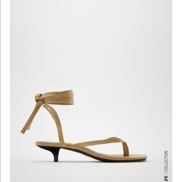 Zara nude lace up kitten heels - Picture 3 of 7